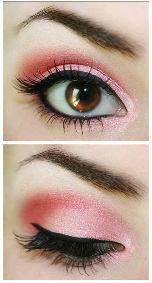 lumineux maquillage des yeux rose