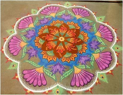 motifs de fleurs de rangoli
