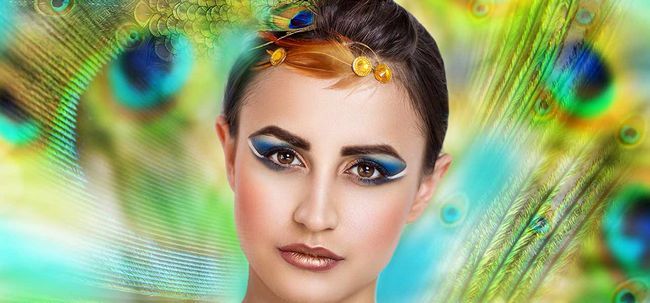 Peacock maquillage des yeux tutoriel - avec des étapes détaillées et photos Photo