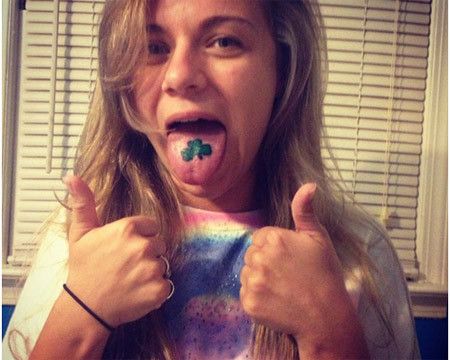 Clover Leaf Tongue Tattoo