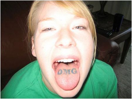 OMG Tongue Tattoo