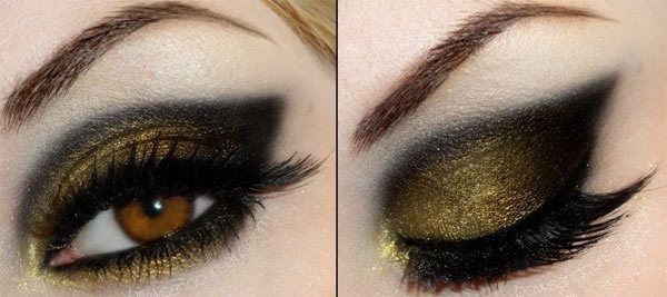 smokey maquillage des yeux d'or