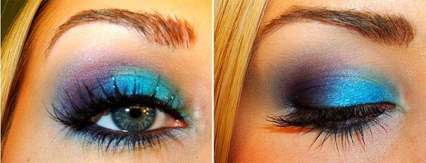 bleu et violet maquillage des yeux