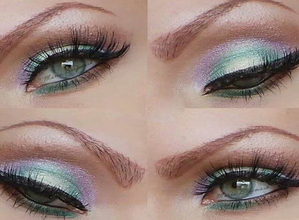 maquillage vert et violet yeux
