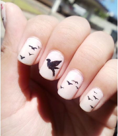nail art des oiseaux