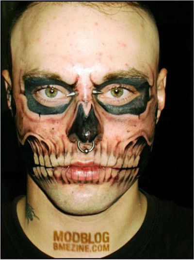 Squelette visage tatouage