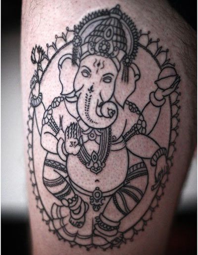 Ganesh tatouage contour