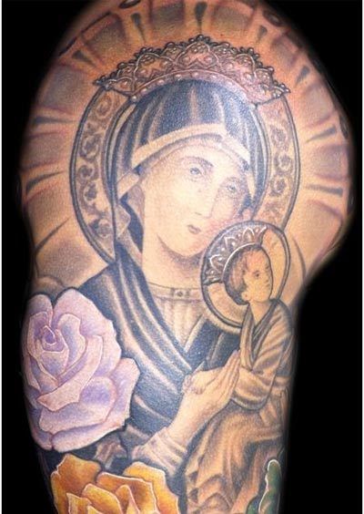 vierge marie bébé jésus tatouages