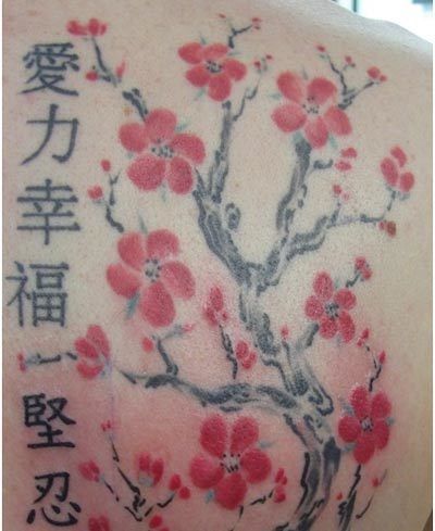 kanji tatouages ​​de fleurs