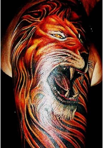 corps plein lion tatouage