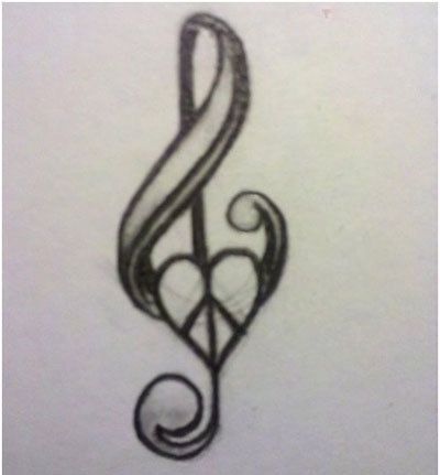 Musique et paix tatouages