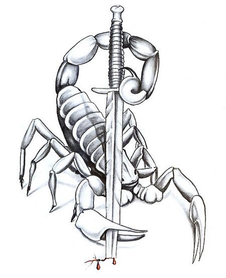 Scorpion tenant une épée