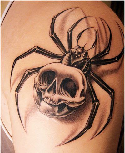 toile d'araignée avec tatouage de crâne