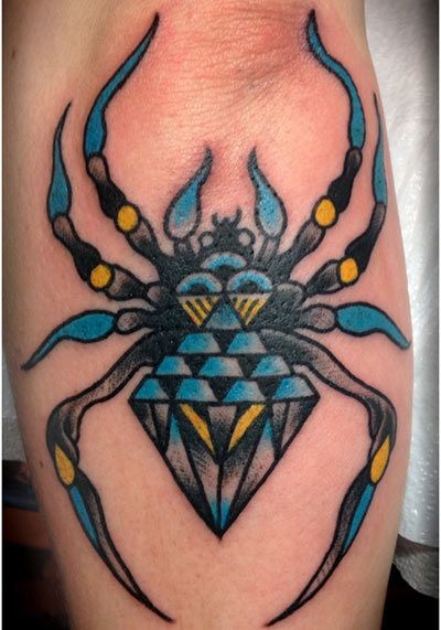 tatouages ​​colorés d'araignée