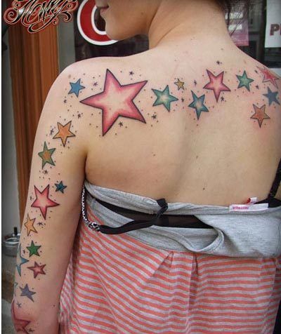 coloré tatouages ​​étoiles