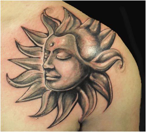 soleil conception de tatouage pour le corps
