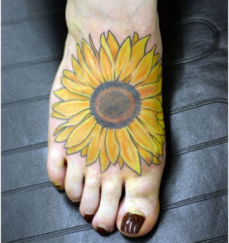 dessins de tatouage de tournesol de pied