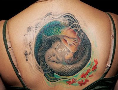 sirène yin yang tatouage