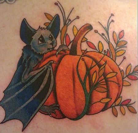 Halloween Bat et potiron Tattoo