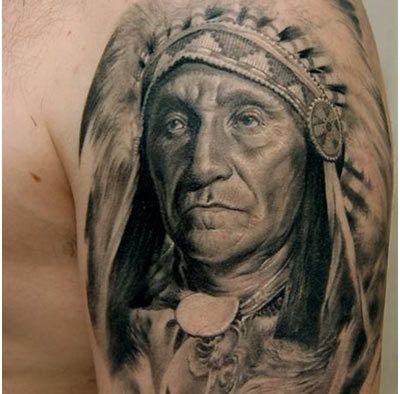 natif américain portrait tatouage