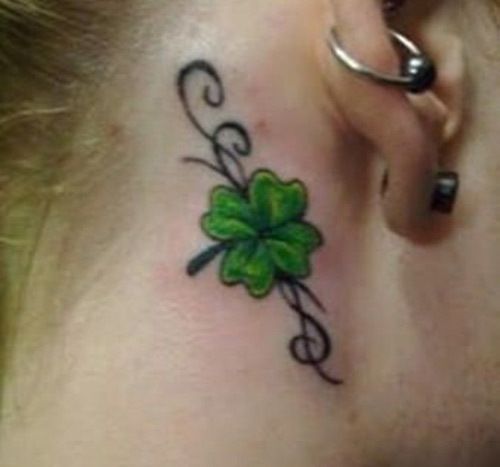 Behind-The-Ear Shamrock Tattoo