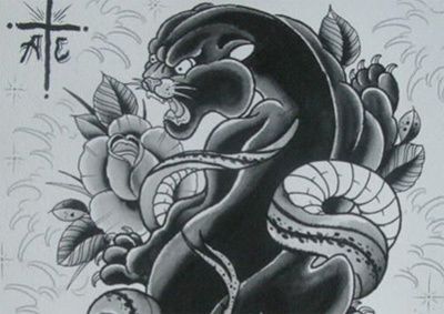 panthère serpent tatouage